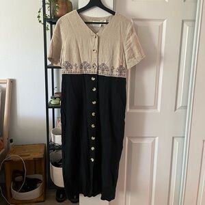 Vintage Beige Button Up Dress